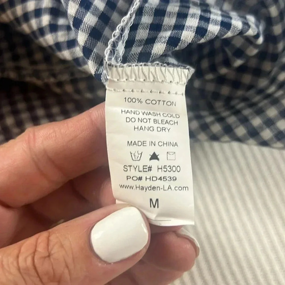 HAYDEN Los Angeles NWT Mini Dress Size MEDIUM Tassel Embroidered Gingham Pockets - Picture 11 of 13